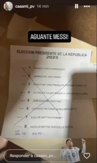 Captura de la historia con la imagen del supuesto voto de Camila Pavez