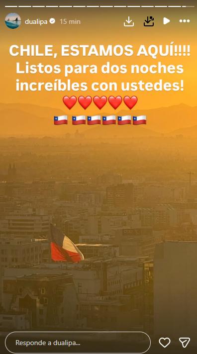 Dua Lipa confirma su llegada a Chile - Instagram