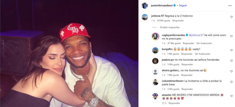 Mensaje en Instagram de la pareja de Junior Fernandes