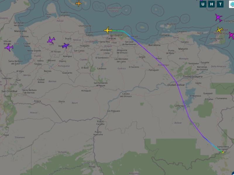 Captura vuelo avión YV2984 - ADSB Exchange