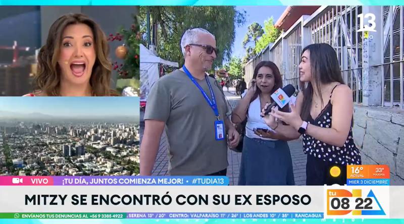 Canal 13 - Mujer se encuentra con expareja en el Tu Día