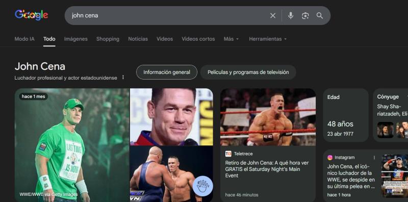 El homenaje de Google a John Cena el día de su retiro de la lucha libre