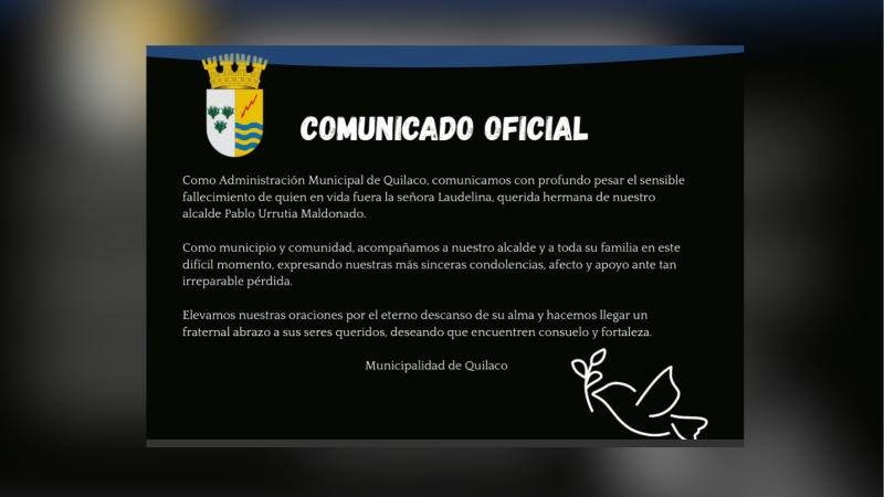 Municipalidad de Quilaco envía condolencias a alcalde y su familia por hallazgo de cadáver de su hermana