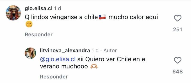 Comentario de Alexandra Litvinova - Instagram