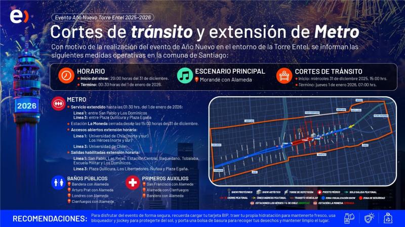 Torre Entel - Así se prepara Santiago para la celebración de Año Nuevo