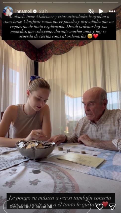 Instagram - Inna Moll compartió emotivo momento con su abuelo que padece Alzheimer y reveló actividades que lo ayudan
