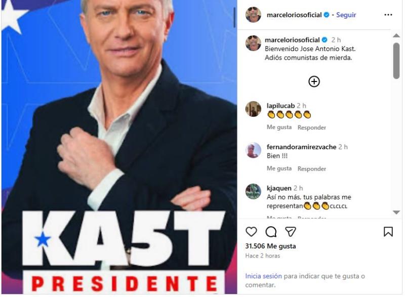 Captura - Famosos celebraron el triunfo de José Antonio Kast en las elecciones
