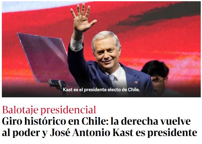 Clarín - Reacciones de prensa argentina a triunfo de José Antonio Kast | T13