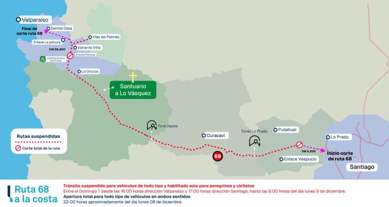 Carabineros - Mapa para la peregrinación de Lo Vásquez