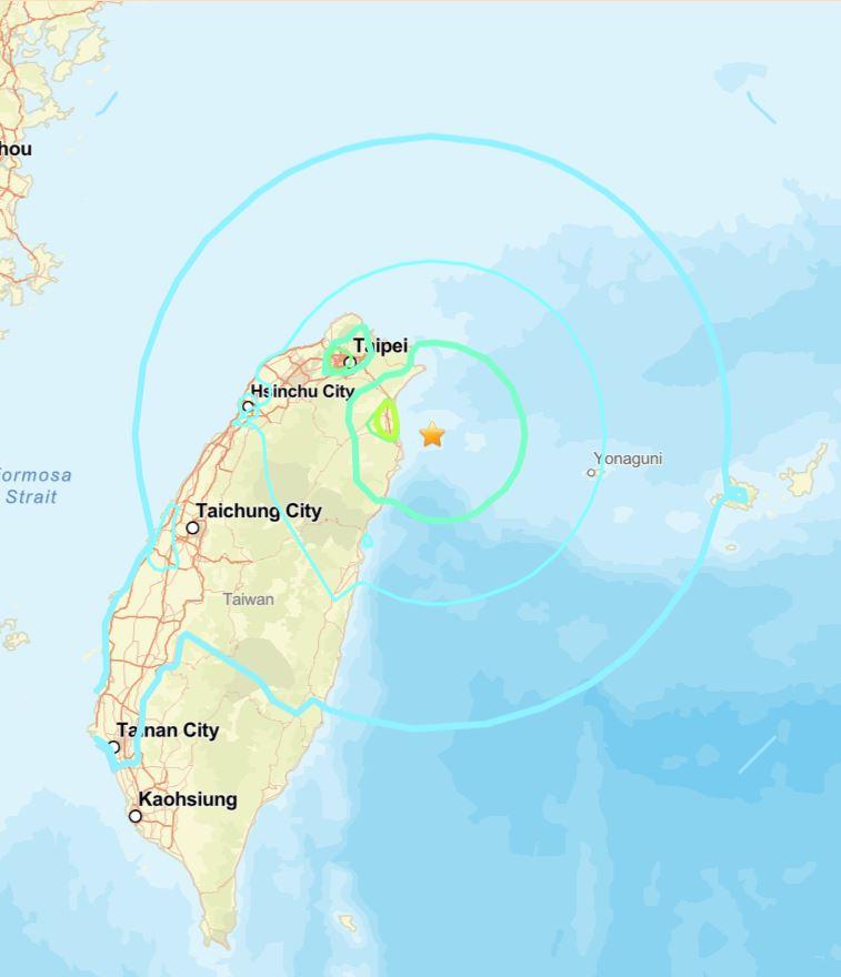 Epicentro del terremoto en Taiwán - USGS