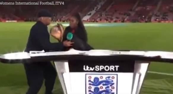 Laura Woods se desploma en vivo en transmisión televisiva - Captura X (@The_Forty_Four)