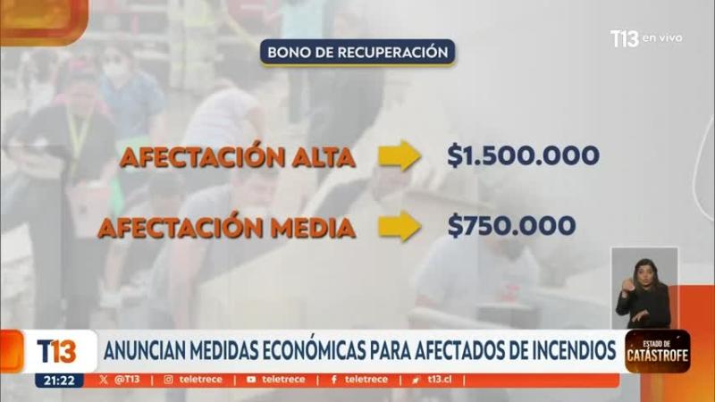 Bonos y postergación de pagos: Las ayudas anunciadas para damnificados por incendios