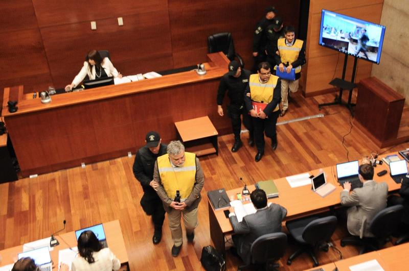 La declaración de Eduardo Lagos -al medio de la fotografía- Agencia Uno