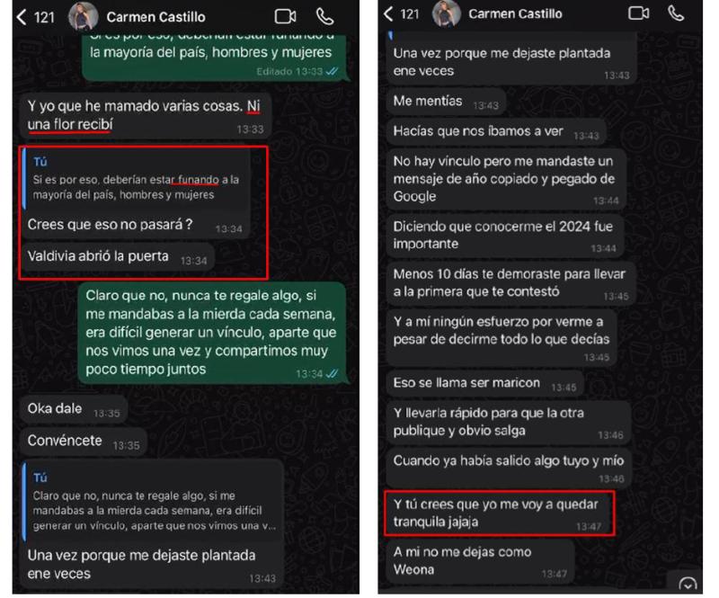 T13 -El mensaje con el que Carmen Tuitera amenazó a Maripan antes de ‘funa’