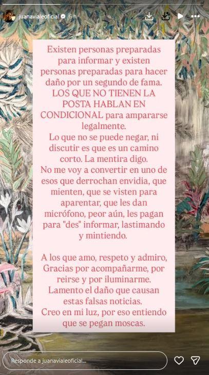 Captura - El mensaje de Juana Viale tras rumores de vínculo con Mauricio Macri