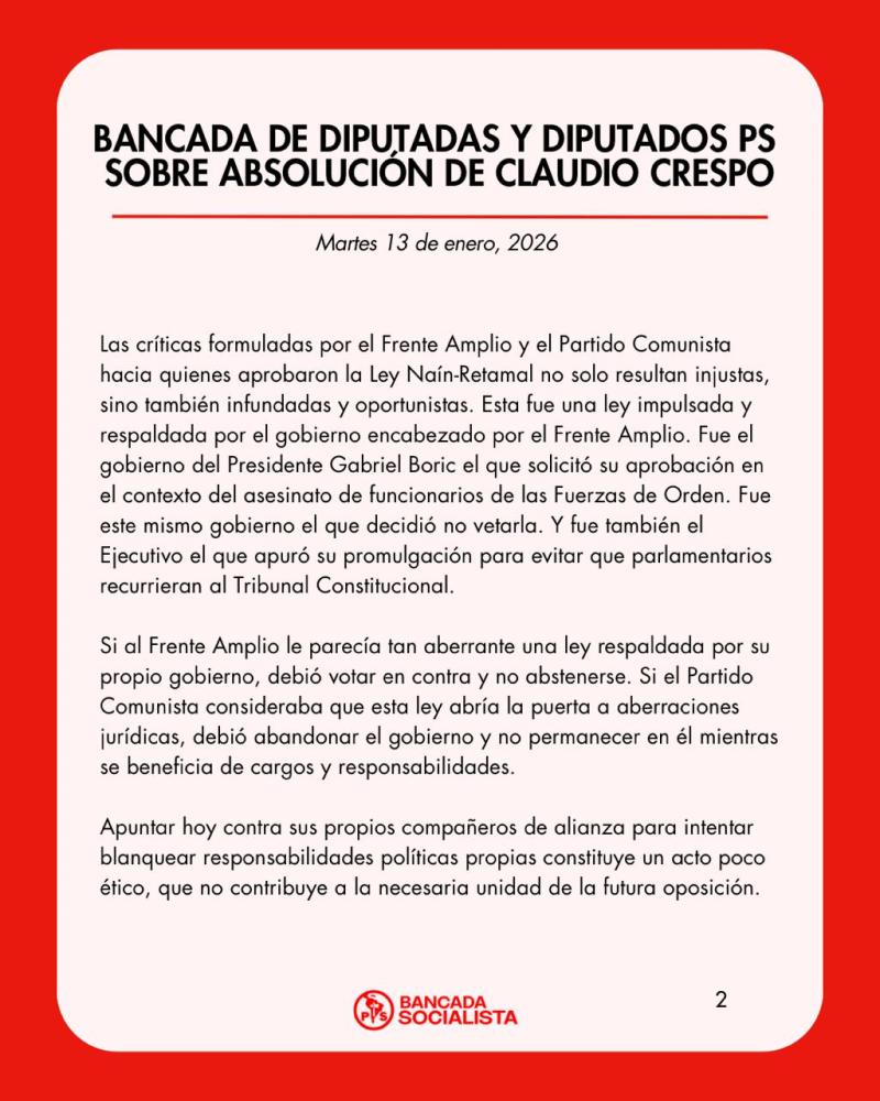 PS responde por críticas por Caso Gatica