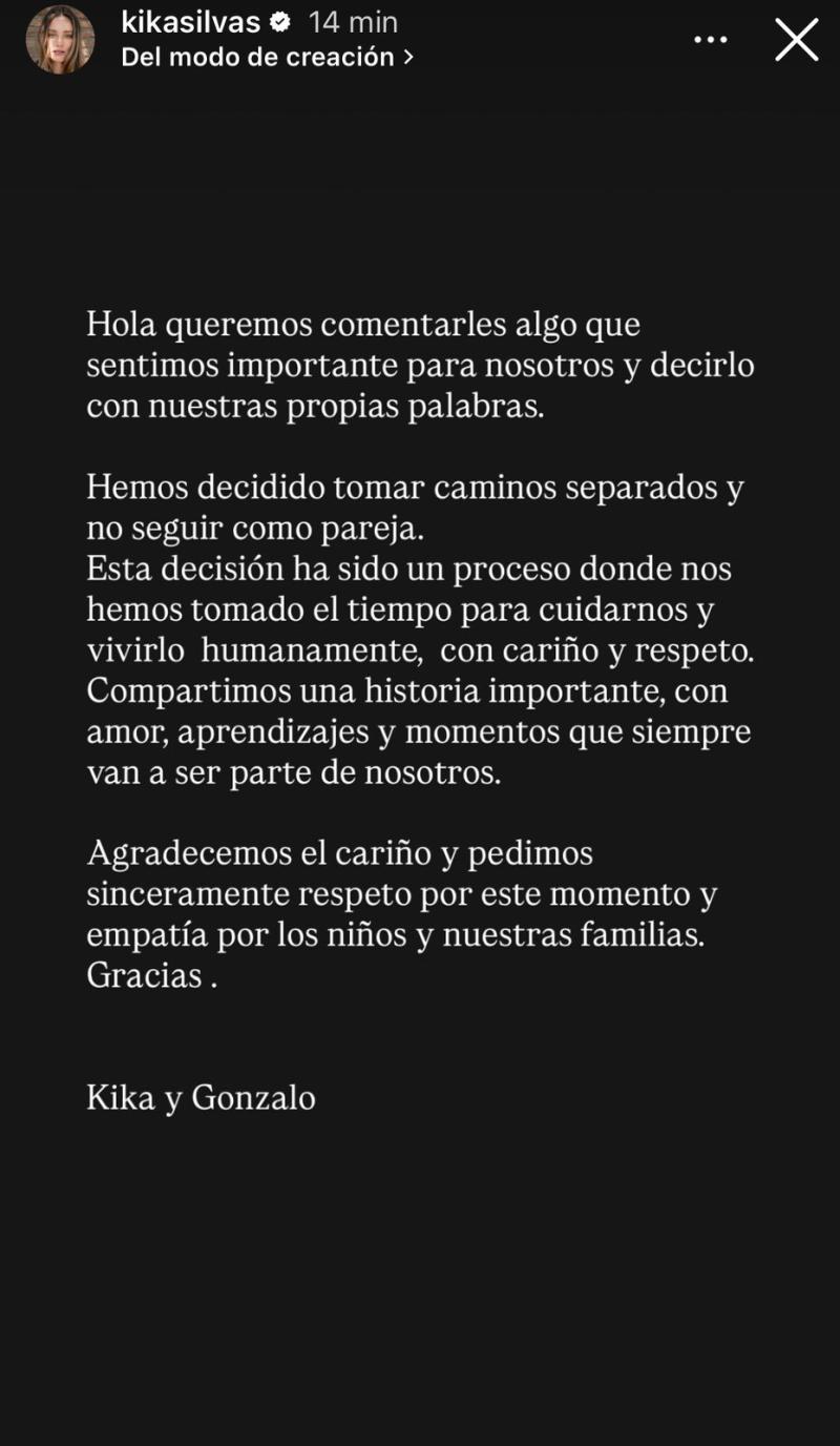 Instagram - Kika Silva y Gonzalo Valenzuela confirman el término de su relación