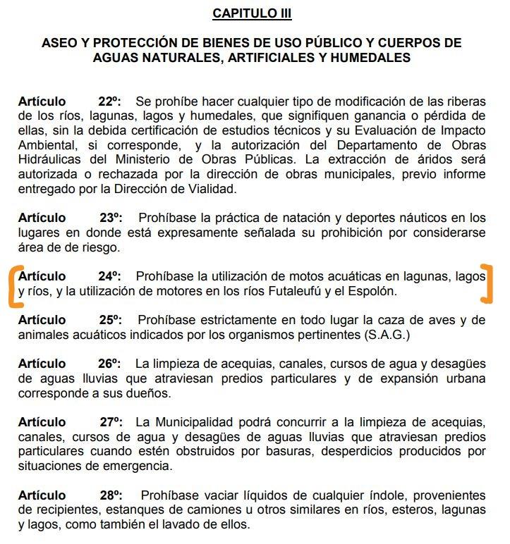 Ordenanza municipal de Futaleufú prohíbe el uso de motos acuáticas