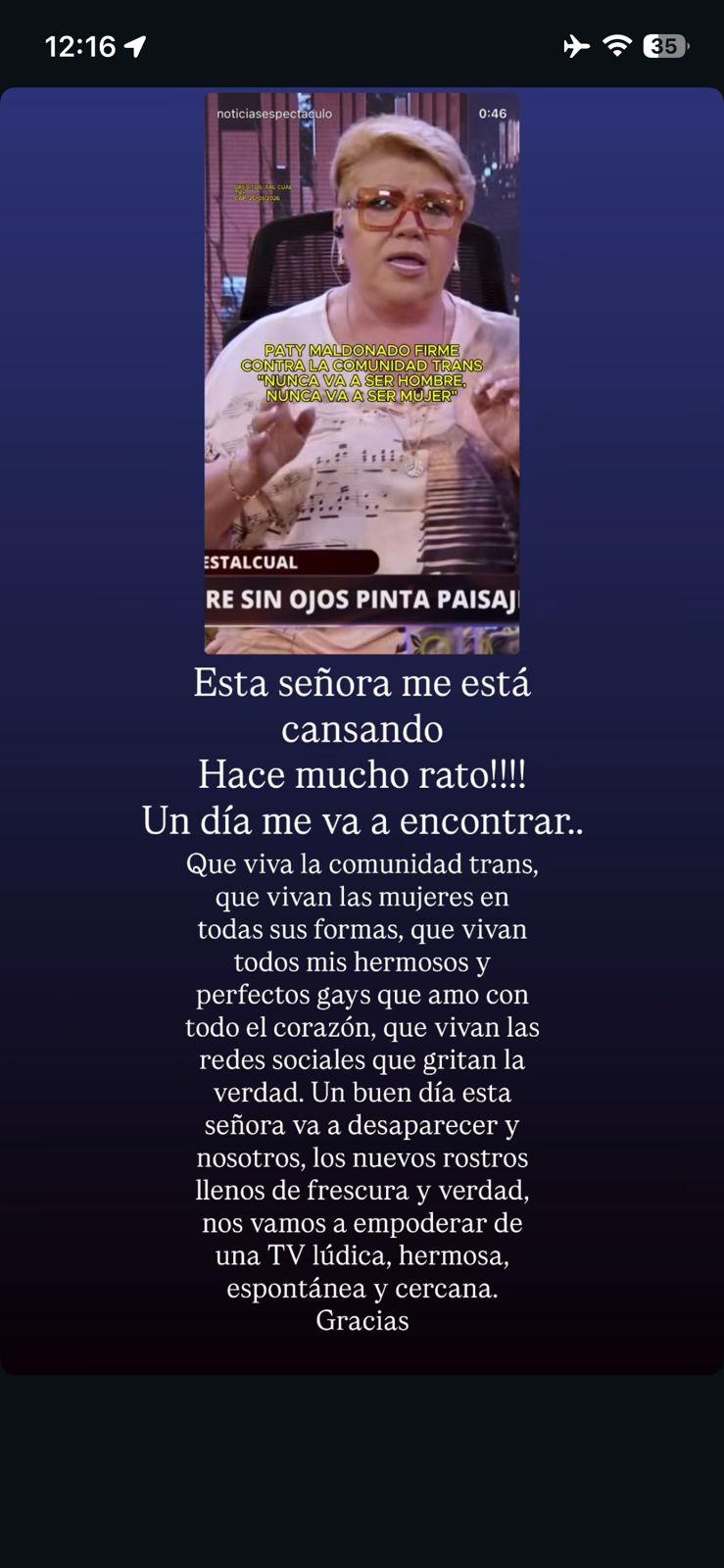 Instagram - Trini Cerda por dichos de Paty Maldonado sobre la comunidad trans