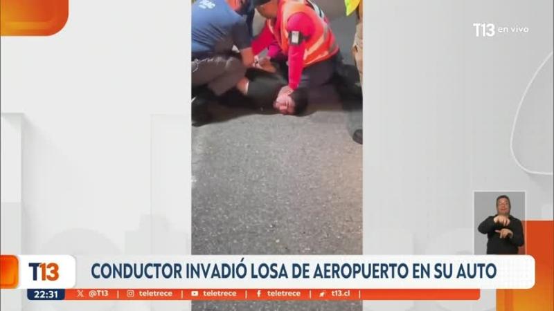 T13 - Conductor ingresó a toda velocidad al aeropuerto de Talcahuano justo antes del despegue de un avión