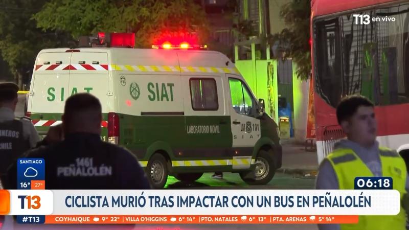 T13 - Ciclista muere tras ser impactado por bus RED en Peñalolén