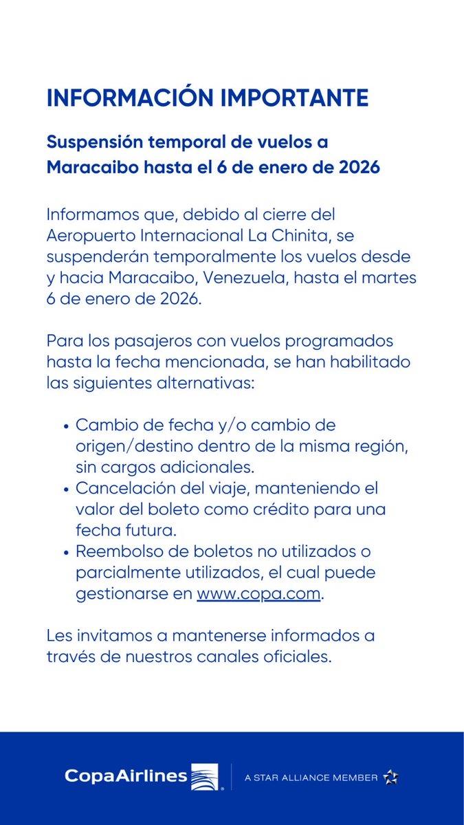 Comunicado de Copa tras cancelación de vuelos a Venezuela - Copa Airlines