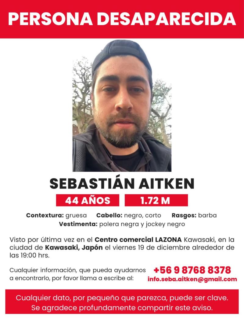 Reportan desaparición de chileno en Japón - Cedida