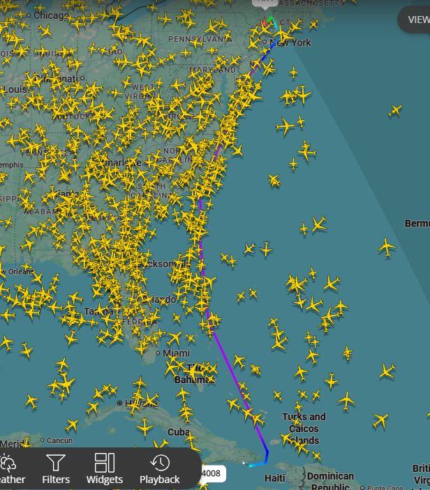 Ruta vuelo en que va Nicolás Maduro - flightradar24
