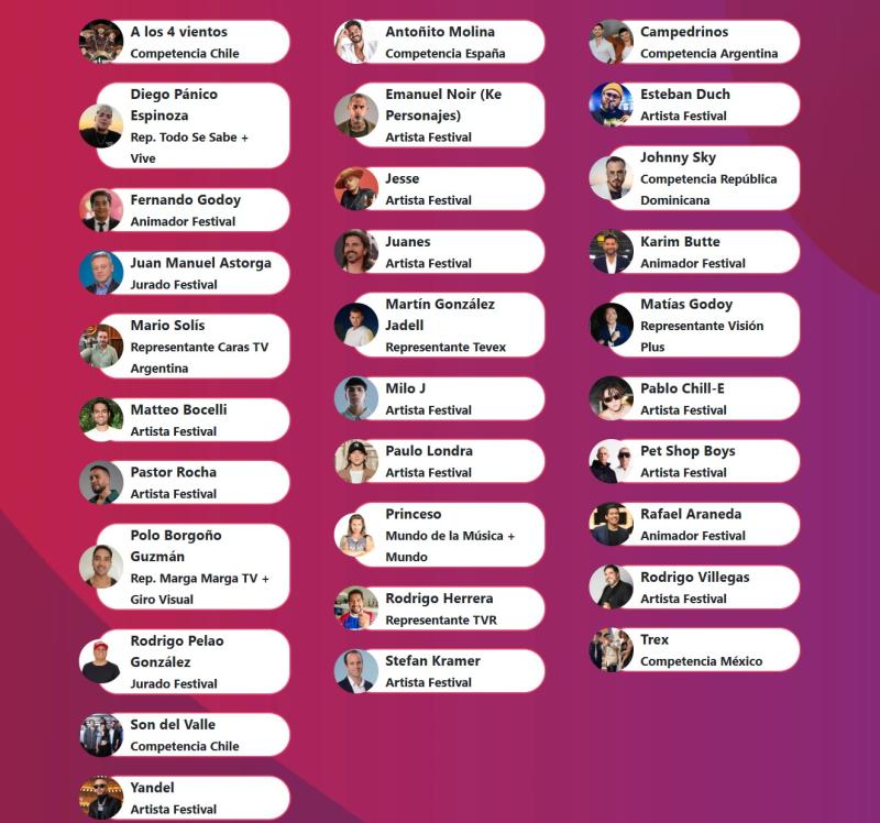 Captura - Los candidatos a Rey del Festival de Viña 2026