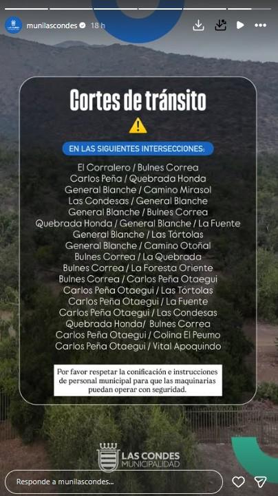 Captura - Corte de tránsito en Las Condes