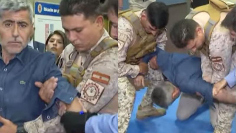 Youtube - Ministro argentino se ofreció como voluntario en presentación policial y terminó en el suelo tras descarga eléctrica