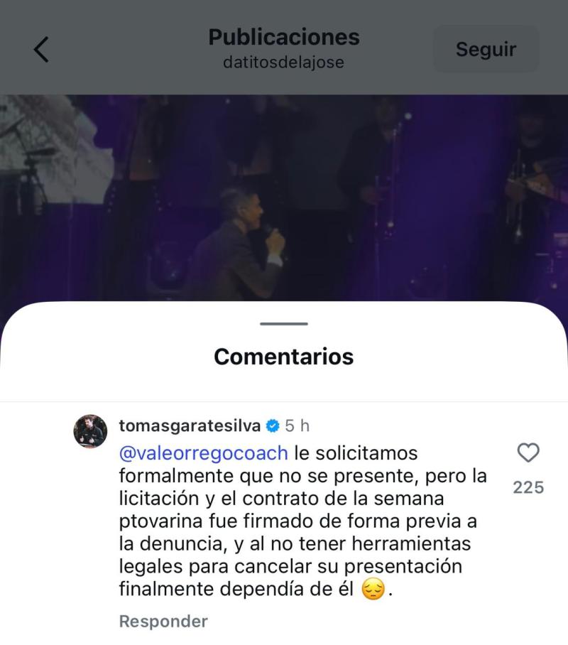 Instagram (Datitos de la Jose) - Respuesta del alcalde de Puerto Varas
