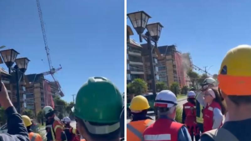 Grúa se desplomó en plena costanera de Puerto Varas - T13