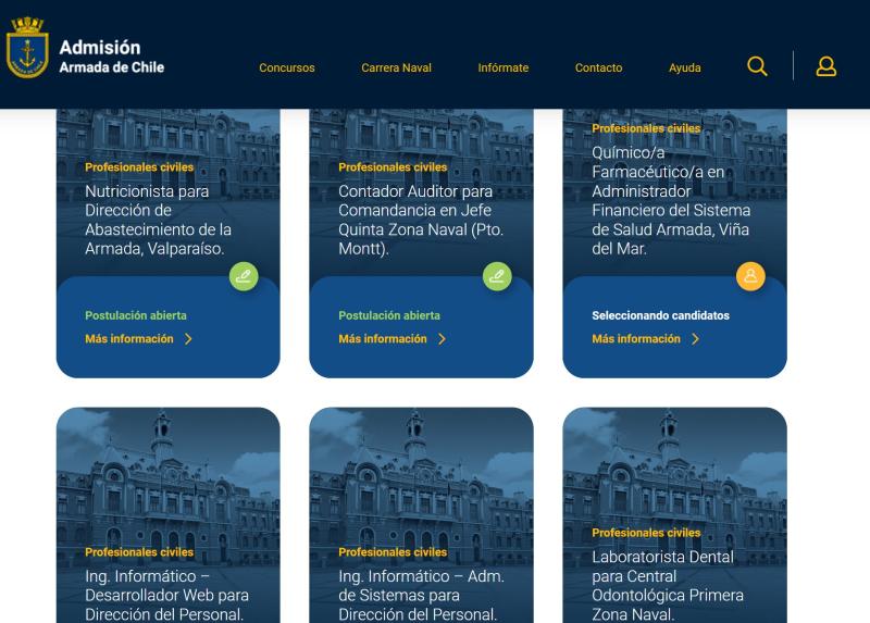 Captura - Ofertas laborales de la Armada de Chile