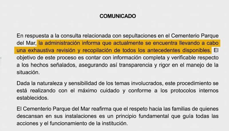 Parque del Mar - Una tarjeta de $20 mil para comprar café: la insólita compensación que ofrecieron a familia que encontró cuerpo en tumba de su madre