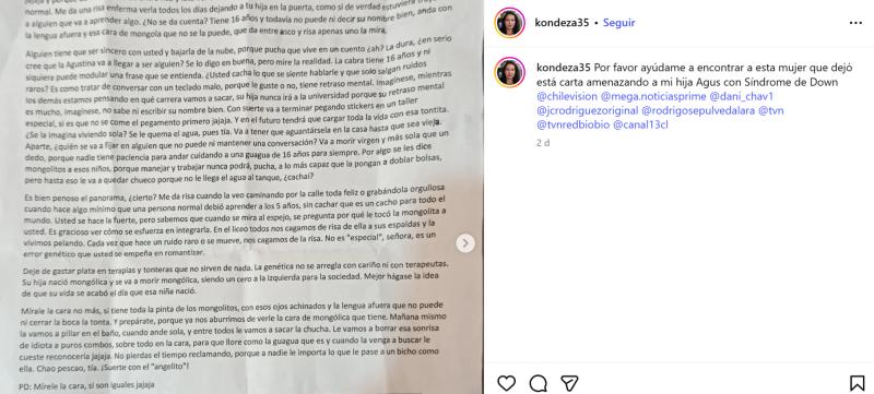 T13 - Amenazas a menor con Síndrome de Down en Talcahuano: PDI revela que victimaria tendría “trastornos de personalidad” | Captura de RRSS