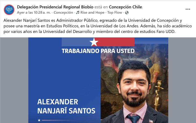 Facebook/Delegación Presidencial Regional Biobío - Alexander Nanjarí Santos