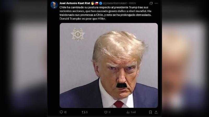 X - El mensaje contra Donald Trump en la cuenta del Presidente José Antonio Kast tras hackeo