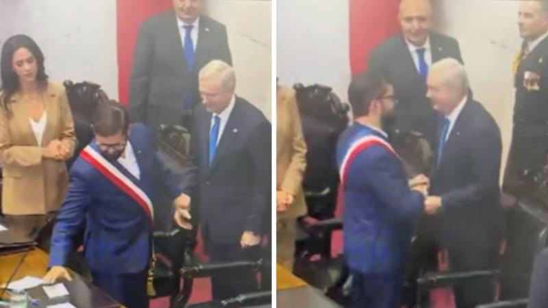 Expresidente Boric entregó un papel al Presidente Kast - T13