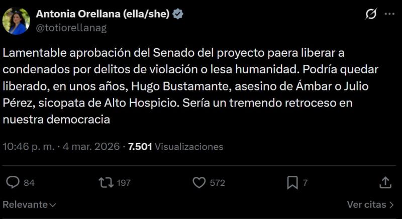 Captura - Ministra Antonia Orellana cuestionó aprobación de proyecto de ley