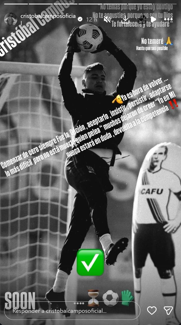 Captura - La foto de Cristóbal Campos preparando su vuelta al fútbol