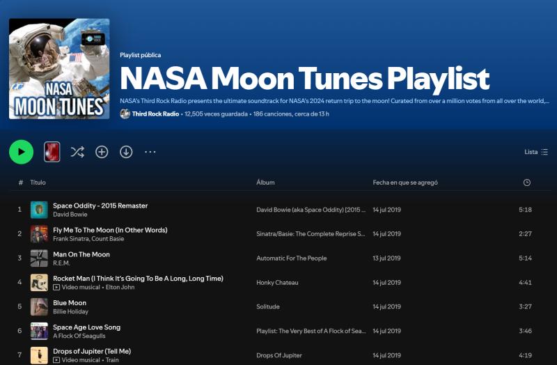 Con Frank Sinatra, BTS y Katy Perry: Nasa publica la playlist del Artemis II - Spotify