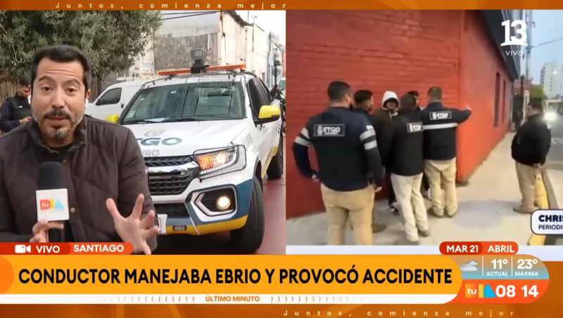 Canal 13 - Conductor que provocó accidente de tránsito peleó con inspectores municipales