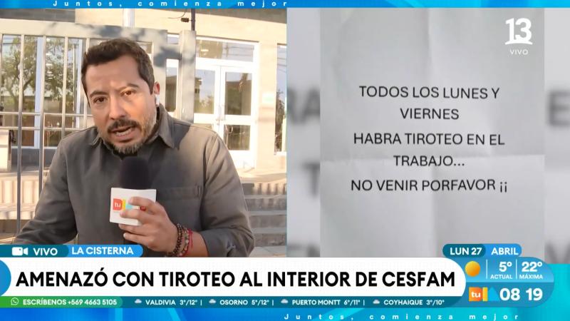 Canal 13 - Mensaje de funcionaria sobre tiroteo en Cesfam