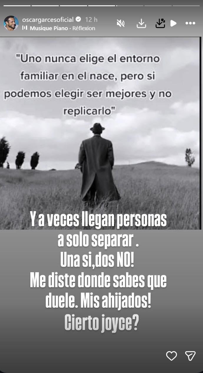 Captura - El mensaje de Óscar Garcés en contra de Joyce Castiblanco