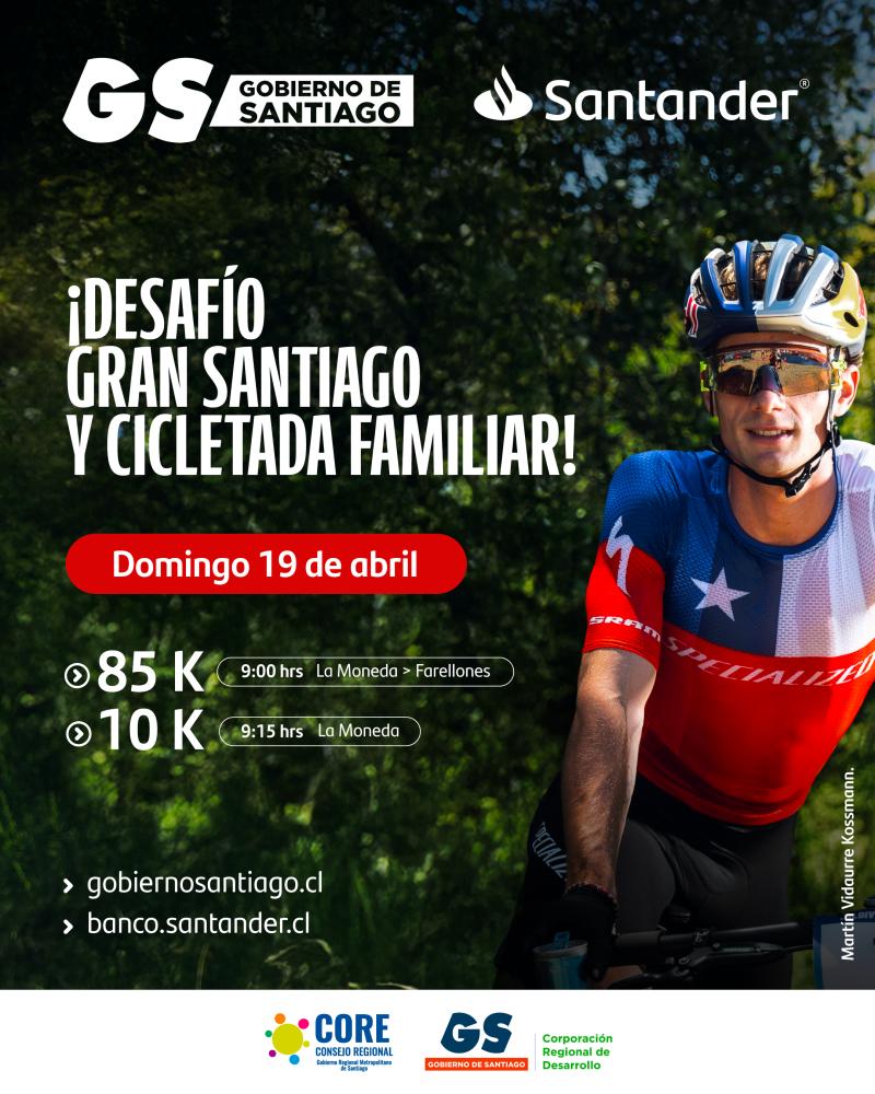 Todo lo que debes saber del Desafío Gran Santiago: La cicletada de este domingo en la RM