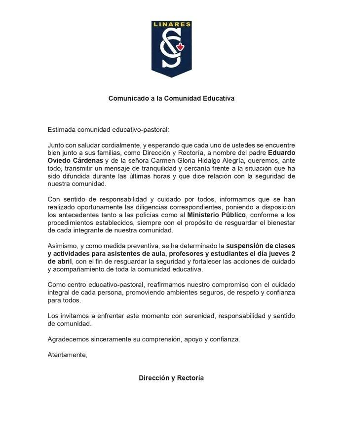 Colegio Salesianos Linares - Suspenden clases en colegio de Linares por supuesto aviso de tiroteo para este jueves