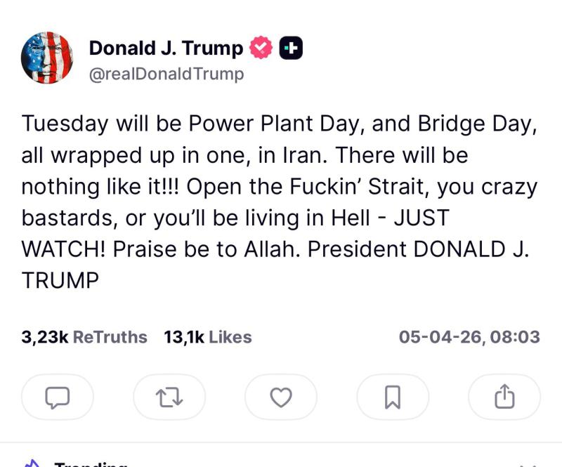 La nueva amenaza de Trump - Truth Social