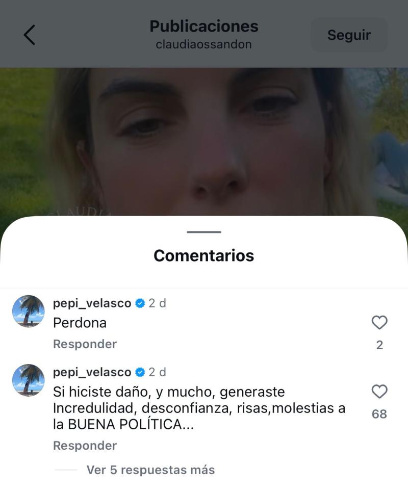 Instagram (Claudia Ossandón) - Pepi Velasco lapida a Maite Orsini