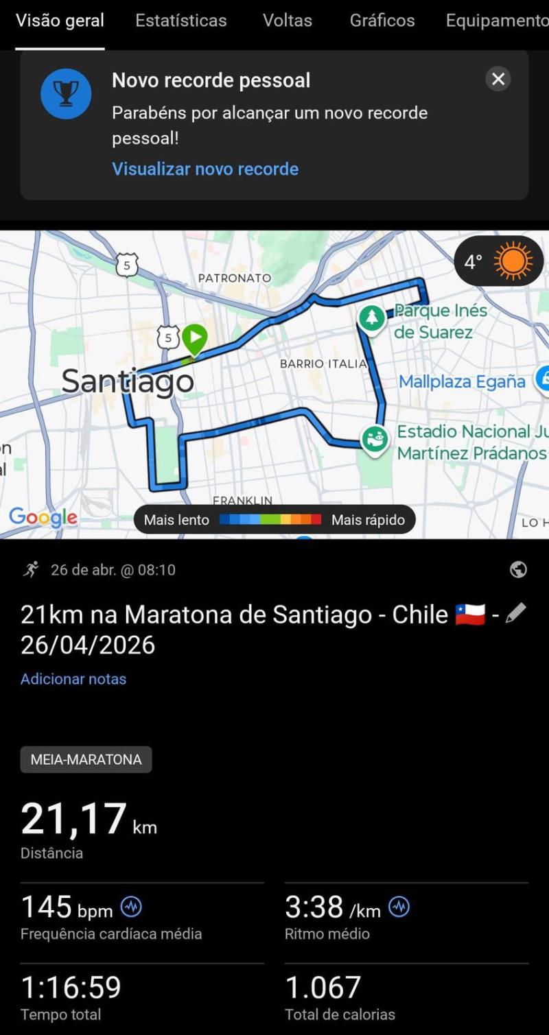 Brasileño expone incómoda situación en Maratón de Santiago - Cedida